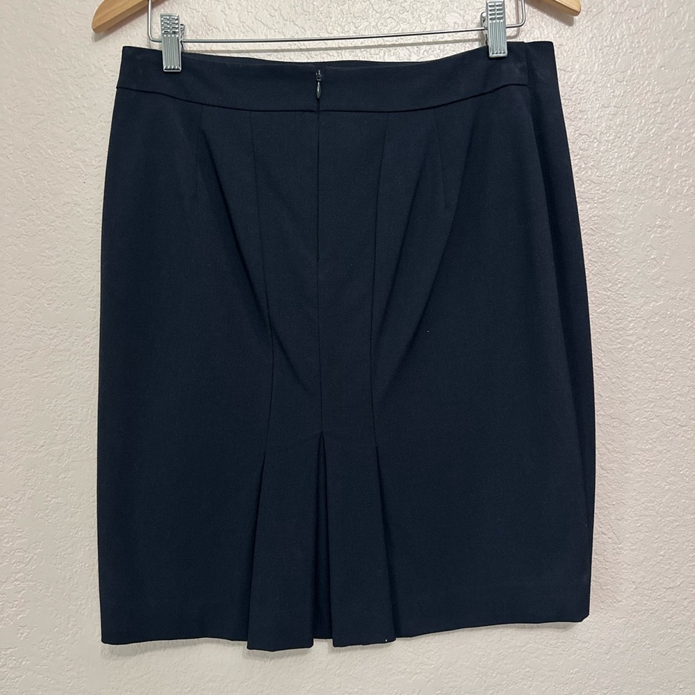 Ann Taylor Black Pleated Pencil Skirt for Work- Navy Suiting